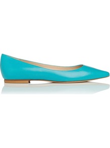 Ivana Leather Point Toe Flat Blue Turquoise - predominant colour: turquoise; occasions: casual, work; material: leather; heel height: flat; toe: pointed toe; style: ballerinas / pumps; trends: fluorescent; finish: plain; pattern: plain