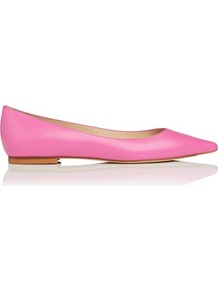 Ivana Leather Point Toe Flat Pink Fuschia Fluroescent - predominant colour: pink; occasions: casual, work; material: leather; heel height: flat; toe: pointed toe; style: ballerinas / pumps; trends: fluorescent; finish: plain; pattern: plain