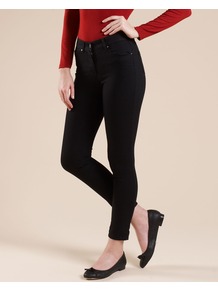 Nadine Skinny Jeans - style: skinny leg; pattern: plain; pocket detail: traditional 5 pocket; waist: mid/regular rise; predominant colour: black; occasions: casual; length: ankle length; fibres: cotton - mix; jeans detail: dark wash; texture group: denim; pattern type: fabric