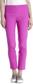 Shantung Stretch Silk Trousers - pattern: plain; waist: mid/regular rise; predominant colour: magenta; occasions: casual; length: ankle length; fit: slim leg; pattern type: fabric; texture group: woven light midweight; style: standard; fibres: silk - stretch