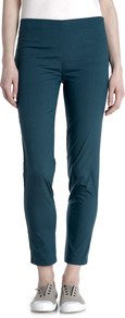 Shantung Stretch Silk Trousers - pattern: plain; waist: mid/regular rise; predominant colour: teal; occasions: casual; length: ankle length; fit: slim leg; pattern type: fabric; texture group: woven light midweight; style: standard; fibres: silk - stretch