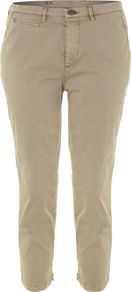 Day Cela Cropped Chinos, Clay - pattern: plain; pocket detail: small back pockets, pockets at the sides; waist: mid/regular rise; predominant colour: stone; occasions: casual; length: calf length; style: chino; fibres: cotton - stretch; texture group: cotton feel fabrics; fit: slim leg; pattern type: fabric