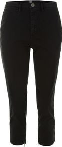 Day Cela Cropped Chinos, Black - pattern: plain; pocket detail: pockets at the sides; waist: mid/regular rise; predominant colour: black; occasions: casual; length: calf length; style: chino; fibres: cotton - stretch; texture group: cotton feel fabrics; fit: slim leg; pattern type: fabric