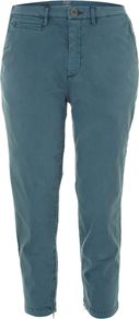 Day Cela Cropped Chinos, Blue - pattern: plain; pocket detail: small back pockets, pockets at the sides; waist: mid/regular rise; predominant colour: denim; occasions: casual, holiday; length: calf length; style: chino; fibres: cotton - stretch; texture group: cotton feel fabrics; fit: slim leg; pattern type: fabric