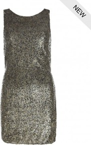 Balentina Dress - length: mini; fit: tight; pattern: plain; sleeve style: sleeveless; style: bodycon; waist detail: fitted waist; back detail: low cut/open back; hip detail: fitted at hip; predominant colour: silver; occasions: evening, occasion; fibres: polyester/polyamide - 100%; neckline: crew; sleeve length: sleeveless; trends: metallics; pattern type: fabric; pattern size: small & busy; texture group: jersey - stretchy/drapey; embellishment: sequins