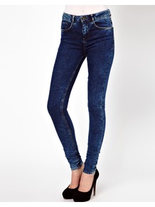 Ridley Supersoft High Waisted Ultra Skinny Jeans In Dark Acid Wash - style: skinny leg; length: standard; pattern: plain; pocket detail: traditional 5 pocket; waist: mid/regular rise; predominant colour: navy; occasions: casual, evening; fibres: cotton - stretch; jeans detail: dark wash; texture group: denim; pattern type: fabric