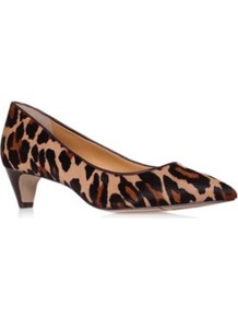 Fanesa5 - secondary colour: stone; predominant colour: black; occasions: evening, work, occasion; material: leather; heel height: mid; heel: kitten; toe: pointed toe; style: courts; trends: statement prints; finish: plain; pattern: animal print