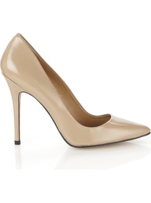 French 75 Stiletto - predominant colour: stone; occasions: evening, work, occasion; material: leather; heel: stiletto; toe: pointed toe; style: courts; finish: patent; pattern: plain; heel height: very high