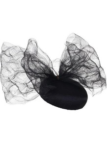 Agena - predominant colour: black; occasions: occasion; style: pillbox; size: standard; material: sinamay; embellishment: bow; pattern: plain