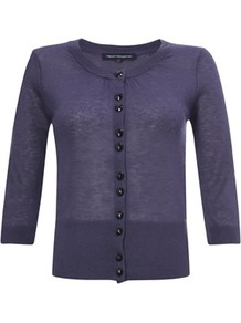 Cropped Knits Cardigan White, Blue, Purple, Grey - neckline: round neck; pattern: plain; predominant colour: navy; occasions: casual, work; length: standard; style: standard; fibres: polyester/polyamide - mix; fit: standard fit; sleeve length: 3/4 length; sleeve style: standard; texture group: knits/crochet; pattern type: knitted - fine stitch