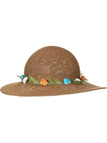 Straw Flower Beekeeper Hat - predominant colour: tan; occasions: casual, holiday; type of pattern: standard; style: sunhat; size: standard; material: macrame/raffia/straw; pattern: plain; embellishment: corsage