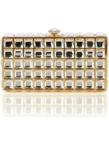 Tallulah Clutch - secondary colour: silver; predominant colour: gold; occasions: evening, occasion; type of pattern: large; style: clutch; length: hand carry; size: small; trends: metallics; finish: metallic; pattern: patterned/print