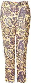 Triffids Print Trousers - pocket detail: pockets at the sides; waist: mid/regular rise; predominant colour: primrose yellow; secondary colour: mid grey; occasions: evening, work, occasion, holiday; length: ankle length; fibres: viscose/rayon - 100%; hip detail: front pleats at hip level; texture group: cotton feel fabrics; trends: statement prints; fit: straight leg; pattern type: fabric; pattern size: big & busy; pattern: patterned/print; style: standard