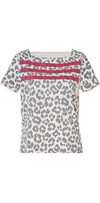 Cotton Dita The Cheetah Top In Dapper Grey Multi - neckline: high square neck; style: t-shirt; secondary colour: hot pink; predominant colour: light grey; occasions: casual, work, holiday; length: standard; fibres: cotton - mix; fit: body skimming; bust detail: contrast pattern/fabric/detail at bust; sleeve length: short sleeve; sleeve style: standard; texture group: cotton feel fabrics; trends: statement prints; pattern type: fabric; pattern size: small & busy; pattern: animal print
