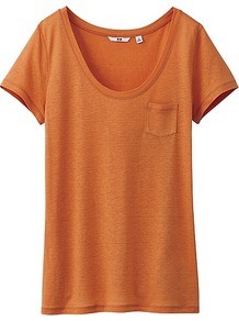 Women Modal Linen Short Sleeve T Shirt 22 Orange - pattern: plain; style: t-shirt; predominant colour: bright orange; occasions: casual, holiday; length: standard; neckline: scoop; fibres: polyester/polyamide - mix; fit: body skimming; sleeve length: short sleeve; sleeve style: standard; pattern type: knitted - big stitch; texture group: jersey - stretchy/drapey