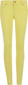Women's Patcey Colour Skinny Denim, Light Green - style: skinny leg; pattern: plain; pocket detail: traditional 5 pocket; waist: mid/regular rise; predominant colour: yellow; occasions: casual, evening, holiday; length: ankle length; fibres: cotton - stretch; texture group: denim; pattern type: fabric