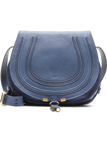 Marcie Crossbody Leather Bag - predominant colour: navy; occasions: casual; style: saddle; length: across body/long; size: small; material: leather; pattern: plain; finish: plain