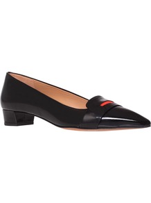 Loire Court Shoes, Black - secondary colour: true red; predominant colour: black; occasions: casual, evening, work; material: leather; heel height: mid; embellishment: snaffles; heel: block; toe: pointed toe; style: courts; finish: patent; pattern: plain