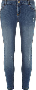 Mid Wash Ankle Grazer Jean - style: skinny leg; pattern: plain; pocket detail: traditional 5 pocket; waist: mid/regular rise; predominant colour: denim; occasions: casual; length: ankle length; fibres: cotton - 100%; jeans detail: whiskering, shading down centre of thigh; texture group: denim; pattern type: fabric