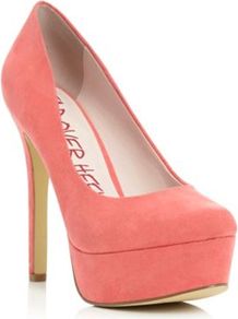 Pink Micro Fibre Bewitched High Heeled Platform Court Shoe - predominant colour: pink; occasions: evening, occasion; material: suede; heel: stiletto; toe: round toe; style: courts; finish: plain; pattern: plain; heel height: very high