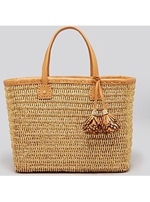 Tote Chunky Straw - predominant colour: stone; occasions: casual, holiday; style: tote; length: shoulder (tucks under arm); size: standard; material: macrame/raffia/straw; pattern: plain; finish: plain