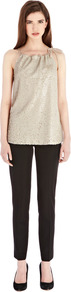 Sienna Sequin Halter Top - neckline: round neck; pattern: plain; sleeve style: sleeveless; predominant colour: nude; occasions: evening, holiday; length: standard; style: top; fibres: polyester/polyamide - 100%; fit: straight cut; sleeve length: sleeveless; pattern type: fabric; texture group: woven light midweight; embellishment: sequins