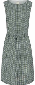 West Print Belted Print Shift Dress - style: shift; length: mid thigh; neckline: round neck; fit: tailored/fitted; sleeve style: sleeveless; waist detail: belted waist/tie at waist/drawstring; predominant colour: charcoal; occasions: casual, work; fibres: viscose/rayon - 100%; sleeve length: sleeveless; texture group: crepes; pattern type: fabric; pattern size: light/subtle; pattern: patterned/print