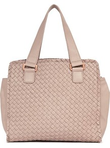 Olisa Weave Fringed Tote - predominant colour: blush; occasions: casual, work; style: tote; length: hand carry; size: standard; material: leather; pattern: plain; finish: plain