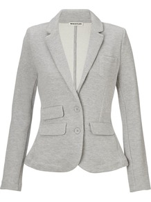 Lena Double Face Jersey Jacket - pattern: plain; style: single breasted blazer; collar: standard lapel/rever collar; predominant colour: light grey; occasions: casual, evening, work; length: standard; fit: tailored/fitted; fibres: cotton - stretch; waist detail: fitted waist; sleeve length: long sleeve; sleeve style: standard; collar break: medium; pattern type: fabric; texture group: jersey - stretchy/drapey