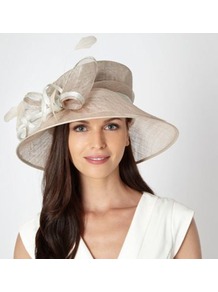 Cream Metallic Bow Hat - predominant colour: champagne; occasions: evening, occasion; type of pattern: light; style: wide brimmed; size: large; material: sinamay; embellishment: bow; pattern: plain
