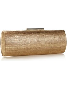 Designer Gold Textured Clutch Bag - predominant colour: gold; occasions: evening, occasion, holiday; type of pattern: small; style: clutch; length: hand carry; size: small; material: fabric; pattern: plain; trends: metallics; finish: metallic