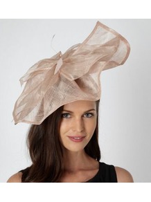 Designer Peach Oversized Bow Fascinator - predominant colour: ivory; occasions: evening, occasion; type of pattern: light; style: fascinator; size: large; material: sinamay; embellishment: bow; pattern: plain