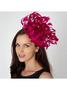 Designer Bright Pink Oversized Flower Fascinator - predominant colour: hot pink; occasions: occasion; type of pattern: standard; style: fascinator; size: large; material: fabric; embellishment: feather; pattern: plain; trends: fluorescent