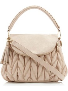 Nude Synthetic Loulou Fold Over Quilted Bag - predominant colour: nude; occasions: work; style: shoulder; length: shoulder (tucks under arm); material: faux leather; embellishment: quilted; pattern: plain; finish: plain