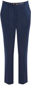 Loop Cotton Sateen Slim Leg Trouser - pattern: plain; pocket detail: small back pockets, pockets at the sides; waist detail: belted waist/tie at waist/drawstring; waist: mid/regular rise; predominant colour: navy; occasions: evening, work, holiday; length: ankle length; fibres: cotton - stretch; hip detail: fitted at hip (bottoms); texture group: structured shiny - satin/tafetta/silk etc.; fit: slim leg; pattern type: fabric; style: standard