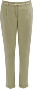 Stab Stitch Washed Peg Trouser - pattern: plain; waist: mid/regular rise; predominant colour: khaki; occasions: casual; length: ankle length; style: chino; fibres: cotton - stretch; jeans & bottoms detail: turn ups; texture group: cotton feel fabrics; fit: slim leg; pattern type: fabric