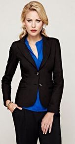 Tailored Jacket Which Is Rain And Stain Resistant - pattern: plain; style: single breasted blazer; hip detail: front pockets at hip; collar: standard lapel/rever collar; predominant colour: black; occasions: evening, work, occasion; length: standard; fit: tailored/fitted; fibres: polyester/polyamide - stretch; waist detail: fitted waist; sleeve length: long sleeve; sleeve style: standard; collar break: medium; pattern type: fabric; texture group: other - light to midweight