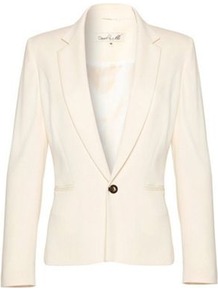 Cream Mali Jacket - pattern: plain; style: single breasted blazer; collar: standard lapel/rever collar; predominant colour: ivory; occasions: evening, work, occasion; length: standard; fit: tailored/fitted; fibres: viscose/rayon - stretch; sleeve length: long sleeve; sleeve style: standard; collar break: low/open; pattern type: fabric; texture group: woven light midweight