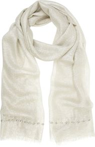 Stone Lurex & Stud Scarf, Silver - predominant colour: silver; occasions: casual, evening, holiday; type of pattern: standard; style: regular; size: standard; pattern: plain; trends: metallics; material: tulle/sheer; embellishment: studs