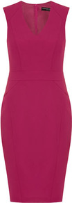 Pink Seam Detail Dress - style: shift; neckline: v-neck; sleeve style: capped; fit: tailored/fitted; pattern: plain; predominant colour: hot pink; occasions: evening; length: just above the knee; fibres: polyester/polyamide - 100%; sleeve length: sleeveless; texture group: crepes; pattern type: fabric
