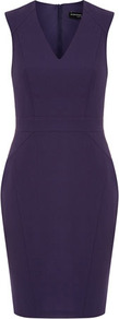 Purple Seam Detail Dress - style: shift; neckline: v-neck; sleeve style: capped; fit: tailored/fitted; pattern: plain; predominant colour: aubergine; occasions: evening, work, occasion; length: just above the knee; fibres: polyester/polyamide - 100%; sleeve length: sleeveless; texture group: crepes; trends: glamorous day shifts; pattern type: fabric