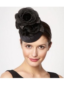 Designer Black Silk Petal Flower Button Headband - predominant colour: black; occasions: evening, occasion; type of pattern: standard; style: fascinator; size: standard; material: fabric; pattern: plain; embellishment: corsage