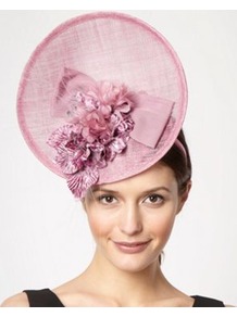 Pale Pink Velvet Flower Fascinator - predominant colour: blush; occasions: evening, occasion; type of pattern: light; style: fascinator; size: large; material: macrame/raffia/straw; pattern: plain; embellishment: corsage