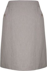 Smart Linen Pencil Skirt - pattern: plain; style: straight; waist detail: fitted waist; waist: mid/regular rise; predominant colour: light grey; occasions: evening, work, occasion; length: just above the knee; fibres: linen - mix; hip detail: sculpting darts/pleats/seams at hip; texture group: cotton feel fabrics; fit: straight cut; pattern type: fabric