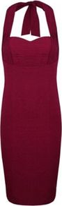 Silk Blend Halter Neck Dress - style: shift; fit: tailored/fitted; pattern: plain; sleeve style: sleeveless; neckline: halter neck; back detail: low cut/open back; predominant colour: magenta; occasions: evening, occasion; length: just above the knee; fibres: silk - mix; sleeve length: sleeveless; texture group: crepes; pattern type: fabric