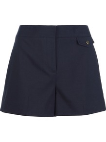 Tailored Shorts - pattern: plain; style: shorts; pocket detail: small back pockets; length: short shorts; waist: mid/regular rise; predominant colour: black; occasions: casual, evening, holiday; fibres: cotton - mix; texture group: cotton feel fabrics; fit: slim leg; pattern type: fabric