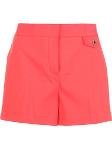 Tailored Short - pattern: plain; style: shorts; pocket detail: small back pockets; length: short shorts; waist: mid/regular rise; predominant colour: coral; occasions: casual, evening, holiday; fibres: cotton - mix; texture group: cotton feel fabrics; fit: slim leg; pattern type: fabric
