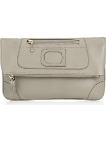 Paxton Fold Over Clutch - predominant colour: stone; occasions: evening; style: clutch; length: hand carry; size: small; material: leather; pattern: plain; finish: plain
