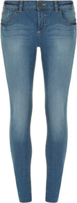 Bleach Washed Authentic Skinny Jeans - style: skinny leg; length: standard; pattern: plain; pocket detail: traditional 5 pocket; waist: mid/regular rise; predominant colour: denim; occasions: casual; fibres: cotton - stretch; jeans detail: shading down centre of thigh; texture group: denim; pattern type: fabric