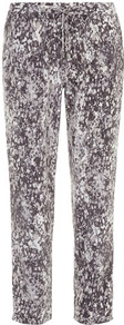 Luxe Smudge Print Zip Jogger - length: standard; style: tracksuit pants; pocket detail: pockets at the sides; waist detail: belted waist/tie at waist/drawstring; waist: mid/regular rise; secondary colour: silver; predominant colour: charcoal; occasions: casual, evening, holiday; fibres: polyester/polyamide - 100%; hip detail: front pleats at hip level; texture group: crepes; trends: sporty redux; fit: tapered; pattern type: fabric; pattern size: small & busy; pattern: patterned/print